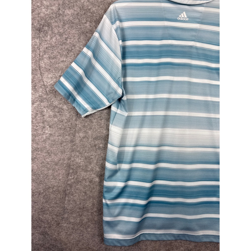 Adidas ClimaCool Mens Medium Blue Striped Golf Polo Conestoga Golf Club Shirt - Picture 10 of 13